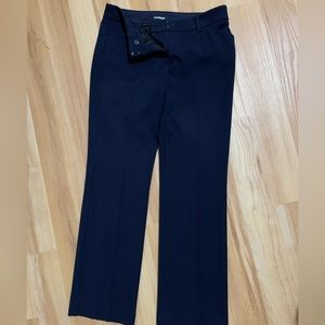 Women’s Express Editor Barely Boot Low Rise Slacks, dark blue, size 2S